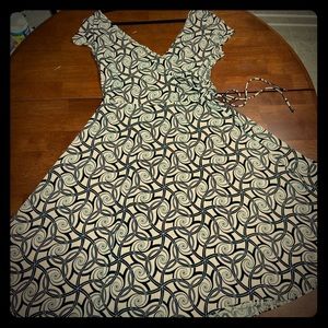 Dress barn, Creamy white dress w/Black swirls.